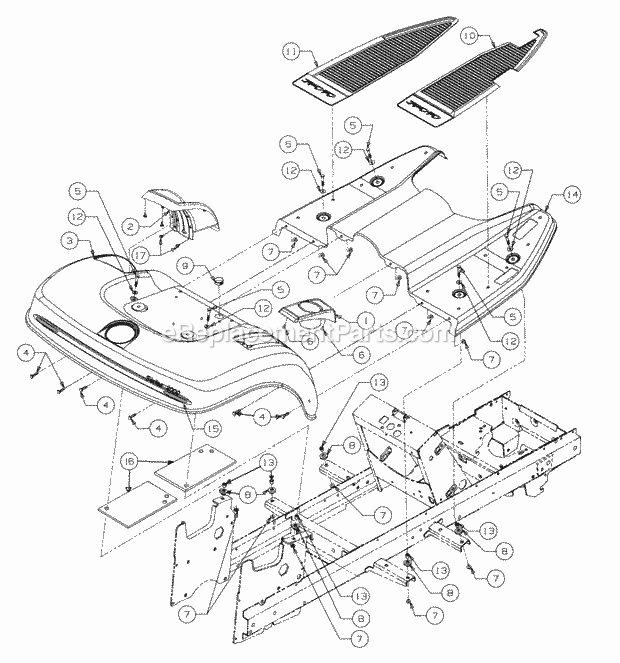 Fender And Running Board Diagram and Parts List for 2164 13A-264G100 Cub Cadet Lawn Tractor